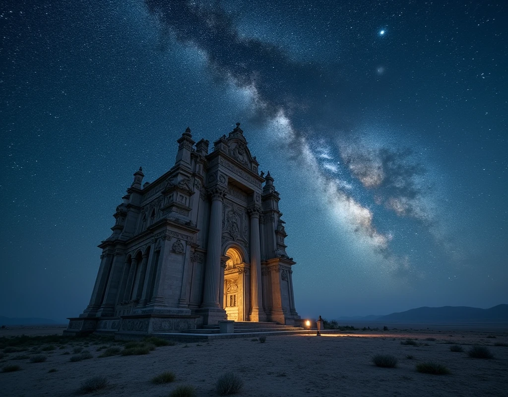 Ancient architecture, Horyuji Temple, milky way, Night Sky, Star trajectory, few fisheye lens.