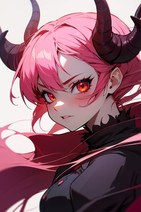 drawing of a girl including horns and a red nose, devil girl, including horns, in animation style, demon anime girl, drawn in mi...