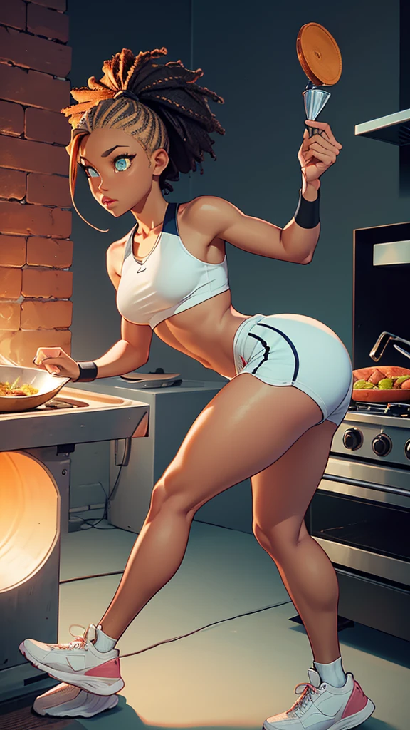 score_12, score_11_up, score_10_up, score_9, score_8_up, score_7_up, Humble woman, realist, Everyday life, light eyes, sportswear, light skin color, little money, exercised body, cooking.
