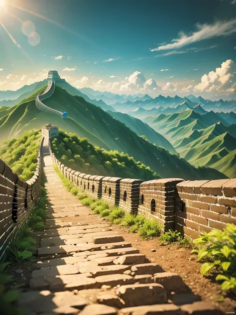 great wall .ultra wide angle（（best quality））， （（intricate details））， （（surrealism））（8k）