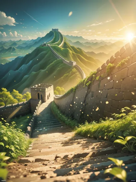 great wall .ultra wide angle（（best quality））， （（intricate details））， （（surrealism））（8k）