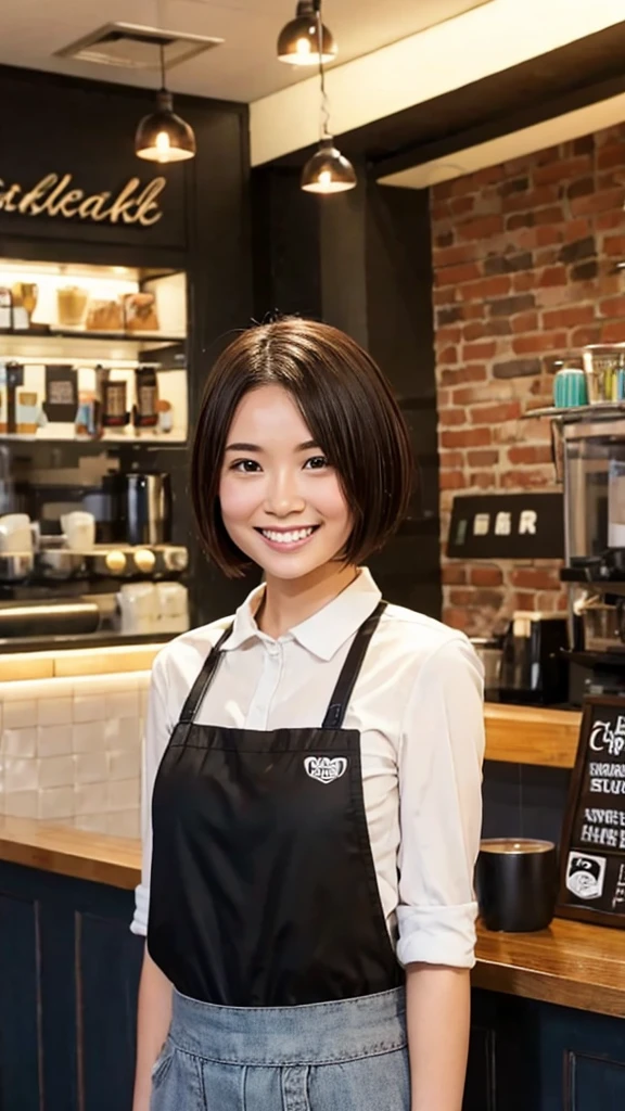 smile,break,coffee shop,Short Hair