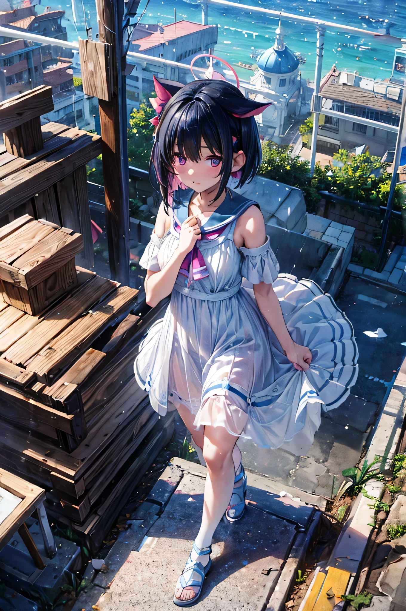 (((White dress)))、((Blue Archive))、((Kazusa))