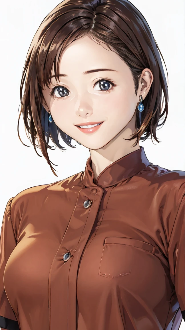  (office)、close ~ eye、smile、Embarrassing、short hair、They hesitate,、Wet Hair,  Underarm, Big Breasts, Realistic butt crack , (High color saturation:1.0),  (Very detailed肌), (Highest quality:1.0), (Ultra-high resolution:1.0) ,(Realistic:1.0), (Very detailed:1.0), (8k, RAW Photos:1.1)、Center of chest、Spread your legs、Yoshizuki Iori、(business suit)、(Front view、whole body)、Brown Hair、(Satomi Ishihara)