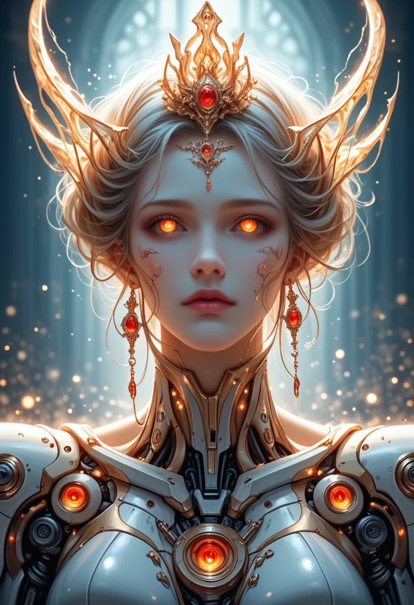 anime in cgi style, super detailed fantasy characters, Highly detailed 4K digital art, karol bak uhd, в Полный Рост goddess в космосе, beautiful digital art pieces, 2. 5 d cgi anime fantasy work of art, goddess. extremely high detail, portrait of a cyborg queen, an extremely detailed photograph of the goddess, Semi-hull machine, inorganic, High-performance next-generation cyborg, goddess of Machines, the perfect cyborg, masterpiece, created by ultra-high-performance artificial intelligence, Best quality, Ideal Angle, perfect composition, sharp outline, Best shots, ideal forms, ideal model style, Very beautiful and detailed eyes, EMPTY EYES,score_9,score_8_up,score_7_up,dramatic lighting,highly detailed,high budget,bokeh,cinemascope,moody,epic,gorgeous,film grain,grainy,masterpiece,best quality,perfect anatomy,very aesthetic,official art,8k,