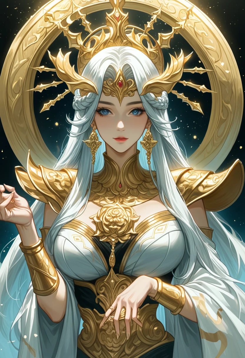 anime in cgi style, super detailed fantasy characters, Highly detailed 4K digital art, karol bak uhd, в Полный Рост goddess в космосе, beautiful digital art pieces, 2. 5 d cgi anime fantasy work of art, goddess. extremely high detail, The Queen&#39;s full height , an extremely detailed photograph of the goddess, inorganic, goddess of Machines, ideal , masterpiece, created by ultra-high-performance artificial intelligence, Best quality, Ideal Angle, ideal состав, sharp outline, Best shots, ideal forms, ideal стиль модели, Very beautiful and detailed eyes, EMPTY EYES,score_9,score_8_up,score_7_up,dramatic lighting,highly detailed,high budget,bokeh,cinemascope,moody,epic,gorgeous,film grain,grainy,masterpiece,best quality,perfect anatomy,very aesthetic,official art,8k,