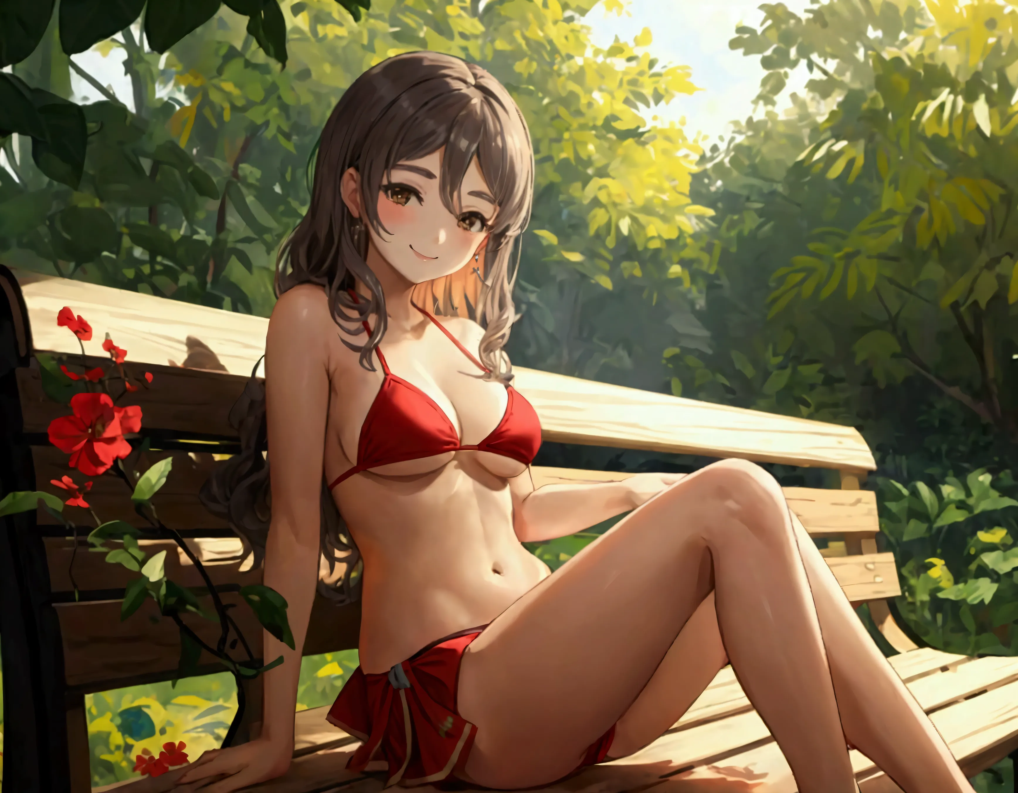 highest quality　masterpiece　high resolution　1 person　fleet collection_paula　(red bikini), (thighs),tight waist　dazzling smile　(i...