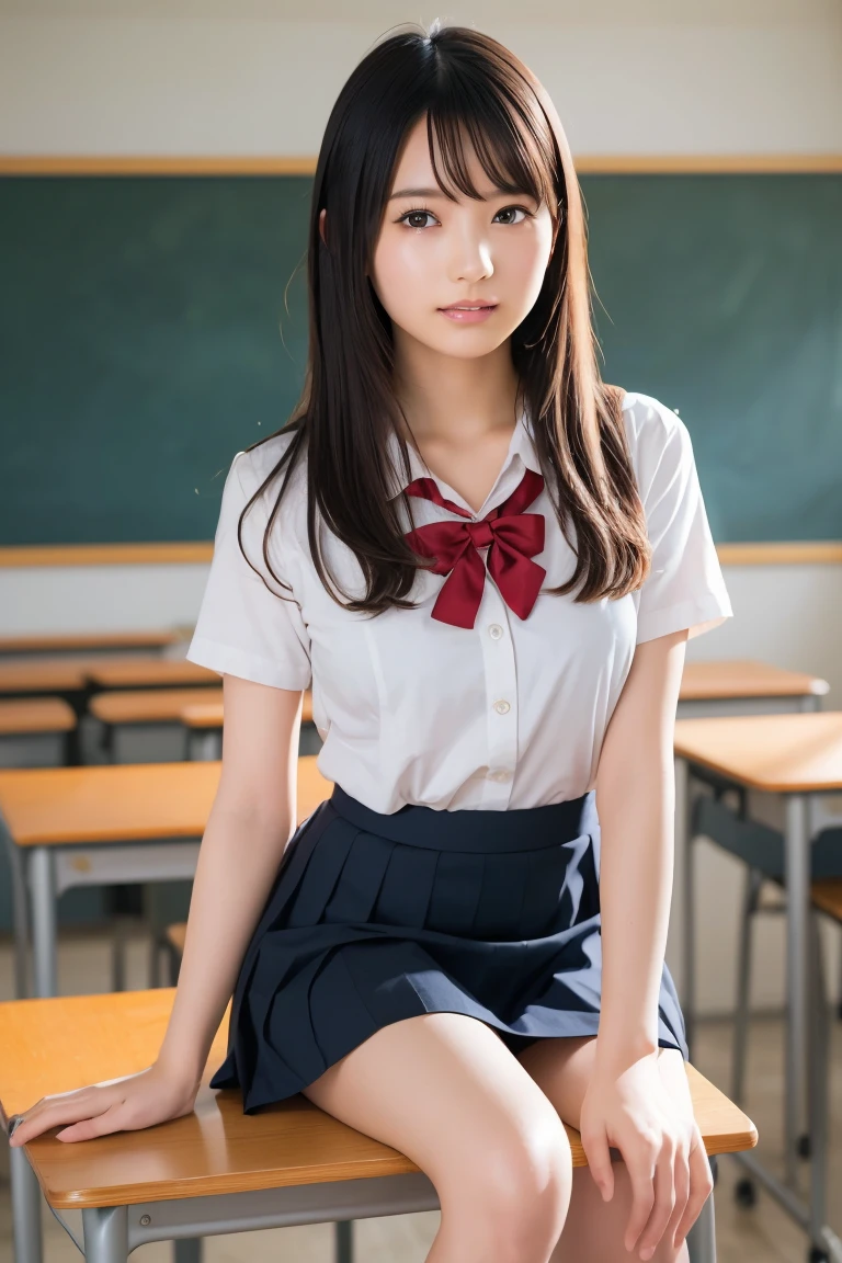 Tabletop, Highest quality, Japanese Girls,One Girl, 8k, RAW Photos, Highest quality, Tabletop, Debtdebt:1.2, Highly detailed RAW color photos, Professional photos, (Realistic, Realistic:1.37), (Highly detailed skins:1.2), Ultra-high resolution, (Lens: 50mm), (debt/1.2),Exquisitely drawn eyes,Gazing at the audience,
One Girlと別れる (Many elderly people:1.4), Beautiful Face, cute,(smile:1.05),(20-year-old, Wide Hips,Straight hair, (short hair), iris, White, fine-grained skin,Small Mouth, high cheekbones (meaning), Sexy pose,(Leaning forward:1.3),(The to the debtW:1.1),White panties、Korean Idol、Nogizaka Idol、Carving the Idol&#39;s Pose、Adult、、(Tabletop, Highest quality:1.3), (超高精細8k CG:1.2), (Ultra-realistic:1.35), (Realistic:1.45), (Realistic:1.4), Cowboy Shot,
Beautiful Japanese Woman, 2, Supermodel, Japanese Idols, , (Sitting at a desk:1.1), (school uniform:1.4), (Skirt flip:1.6),
(School classroom background:1.1),