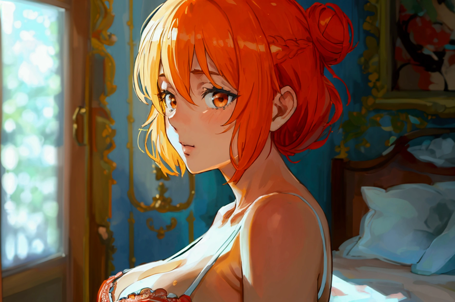 (Highest quality, 8k, masterpiece :1.3),lady. yuigahama,ガハmother, As expected, My Teen Romantic Comedy SNAFU。。, One Woman,Short hair with a side bun,30 years old,mother,Orange Hair,Embarrassing,Spread your legs,Voluptuous body,Perfect Anatomy,NSFW,Calvin Klein bra and panties,Large Breasts,Sex with a man,Inside the room