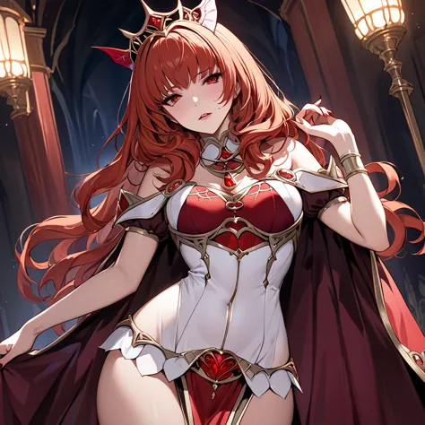 ((highest quality)), ((masterpiece)), (detailed), （perfect face）the woman is celica, she has red hair and is not human but a suc...