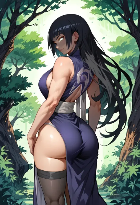 source_anime, best quality, clear face, hinata hyuga from naruto shippuden, black hair, long hair, large breasts, perfect body, ...