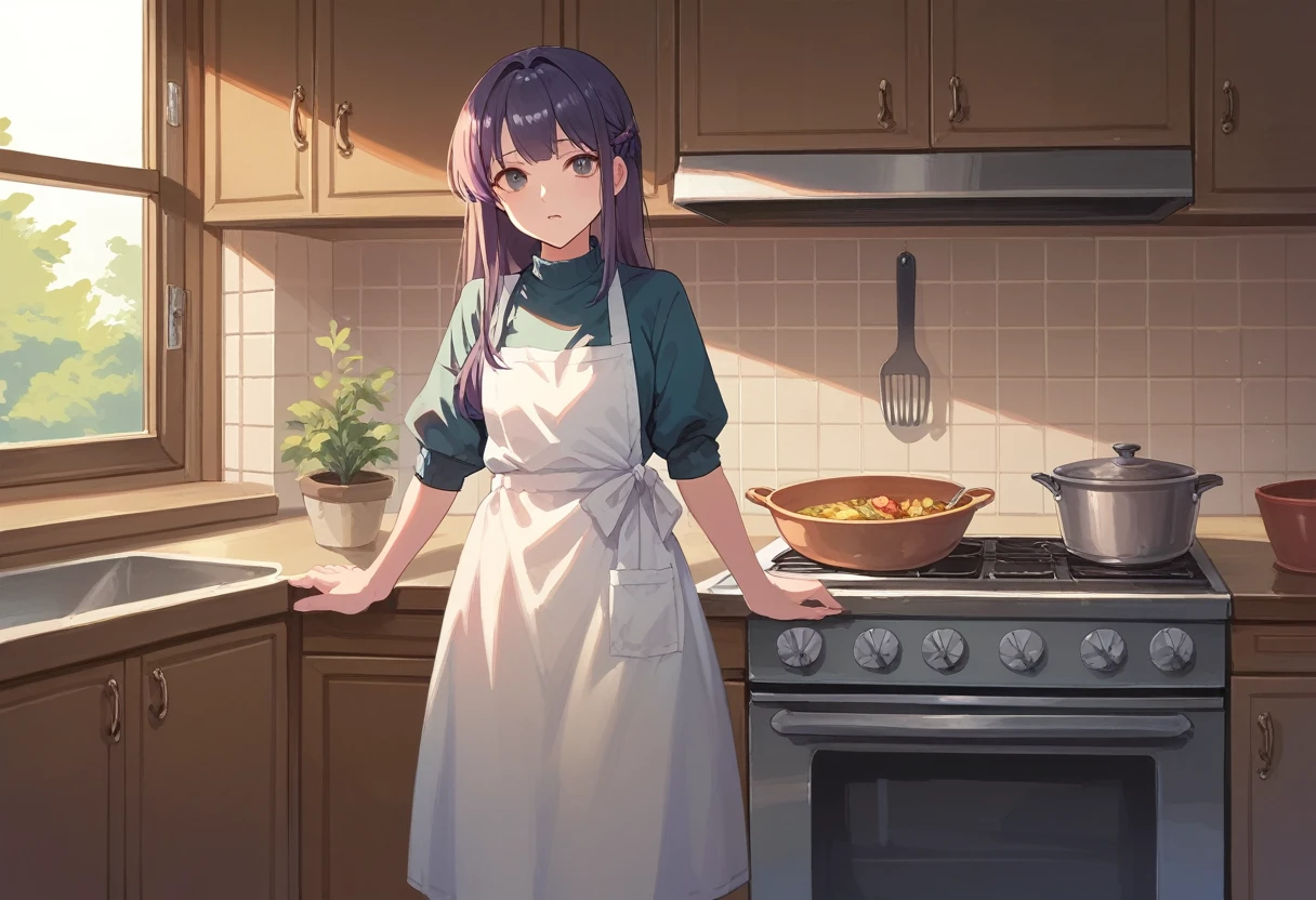 only background, Kitchen, anime style, front view, simple