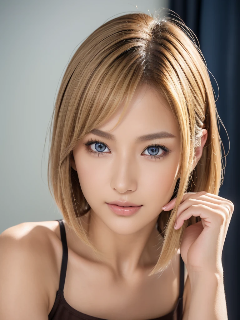 ((1 female)),RAW Photos,8k, Highest quality, Intricate details, Super detailed, 超High resolution, masterpiece,Professional Lighting,(whole bodyの詳細なRAW Photos) ((whole body: 1.1)), thin, smile, (compensate: 0.4),((Blonde:1.2)) ,(( Cammy White, Blonde, bangs, short hair, blue eyes, Antenna Hair, )), (fluffy eyes: 1.21),  One girl,  ((expensive)), (((Healthy Body))), (((Slim face))), Sharp Face,(Detailed face), Sharp Face, Small lips , Detailed face
Highest qualityの写真のような写真:1.5, High resolution, 超High resolution, 4K, Detailed lighting, Shaders), NSFW Misaka Mikoto,short hair　Brown Hair　Brown eyes　Cool face　　Brown Skirt,　Low Cut blouse with a small area　Realistic sunlight　 Beautiful park　(((Low Cut)))++ sit　blush