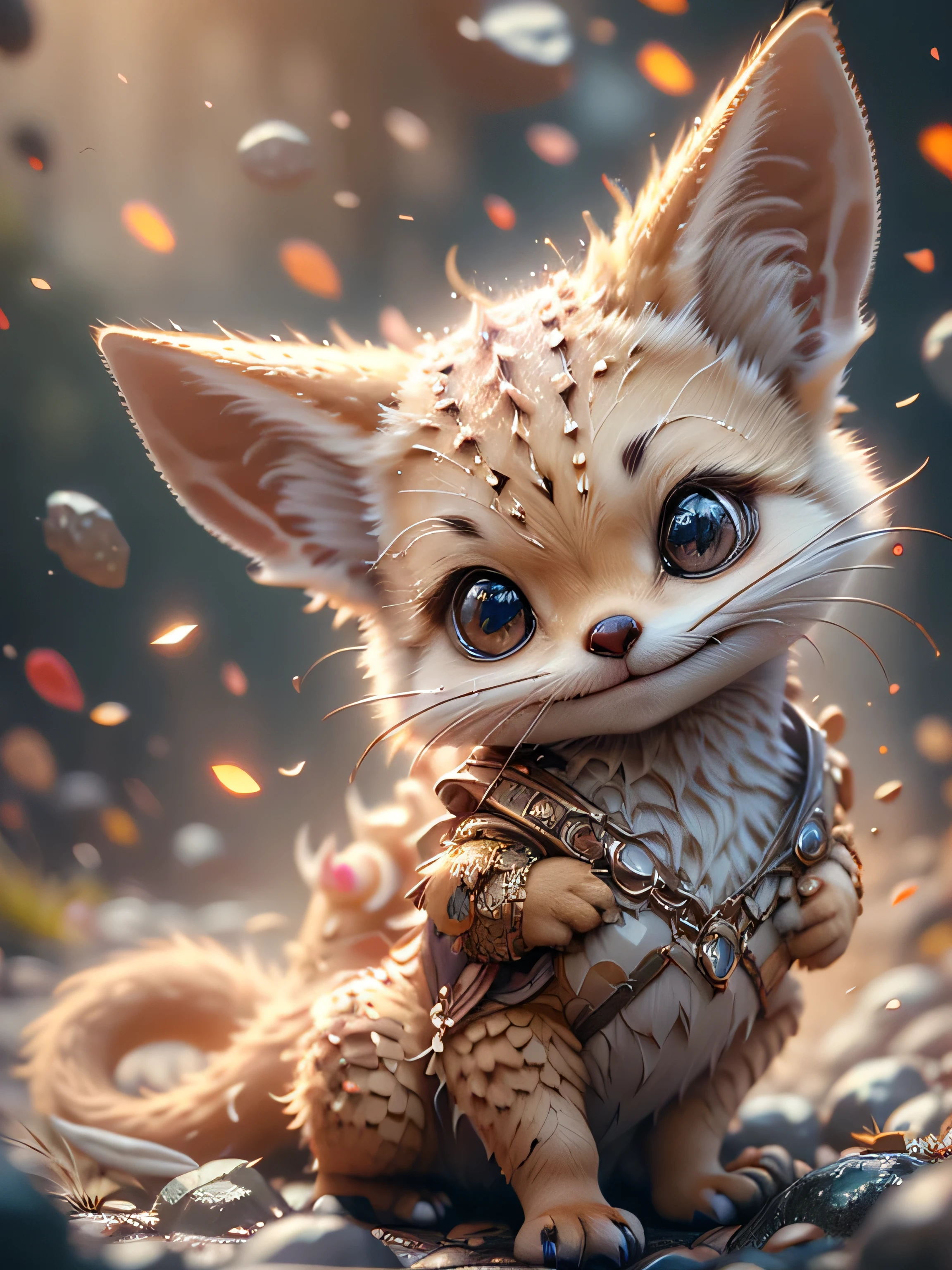 close-up photo super cute, big-eyed, with a soft, gentle nose, fluffy, smiling with two teeth, fennec fox on a natural background, realistic, beautiful, sparkles, stars in the eyes, soft volumetric light, (backlight:1.3), (cinematic:1.2), intricate details, (ArtStation:1.3), Rutkowski --auto --s2