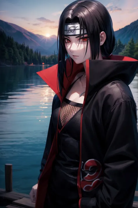 uciha itachi, (in a lake), masterpiece, best quality, ultra quality, absurd details, best light, best shadow, sharp, sharp pictu...