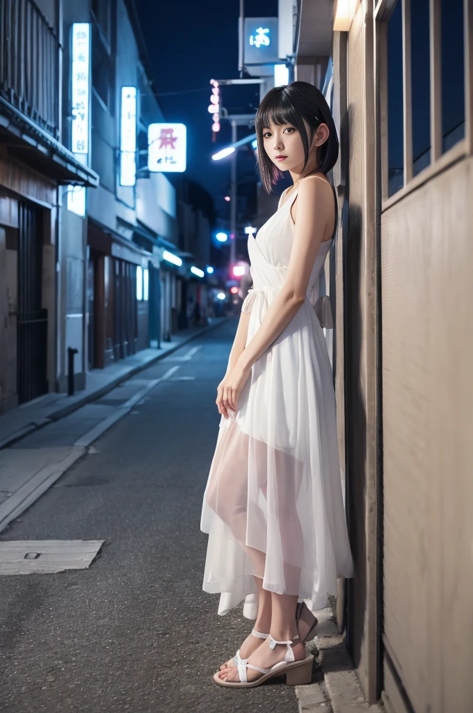 (((White dress)))、((Blue Archive))、((Kazusa))、Background Night、 Situation Date