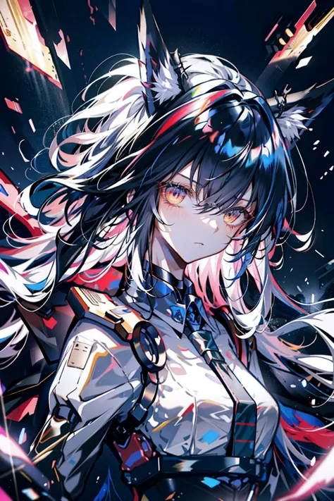 black hair，long hair，holding two swords，whole body(best quality, detailed background, high resolution, ridiculous, bloom, dishev...