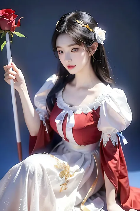 snow white princess. lips red as the rose, hair black as ebony, and skin white as snow, rosy red lips and rosy cheeks, her signa...