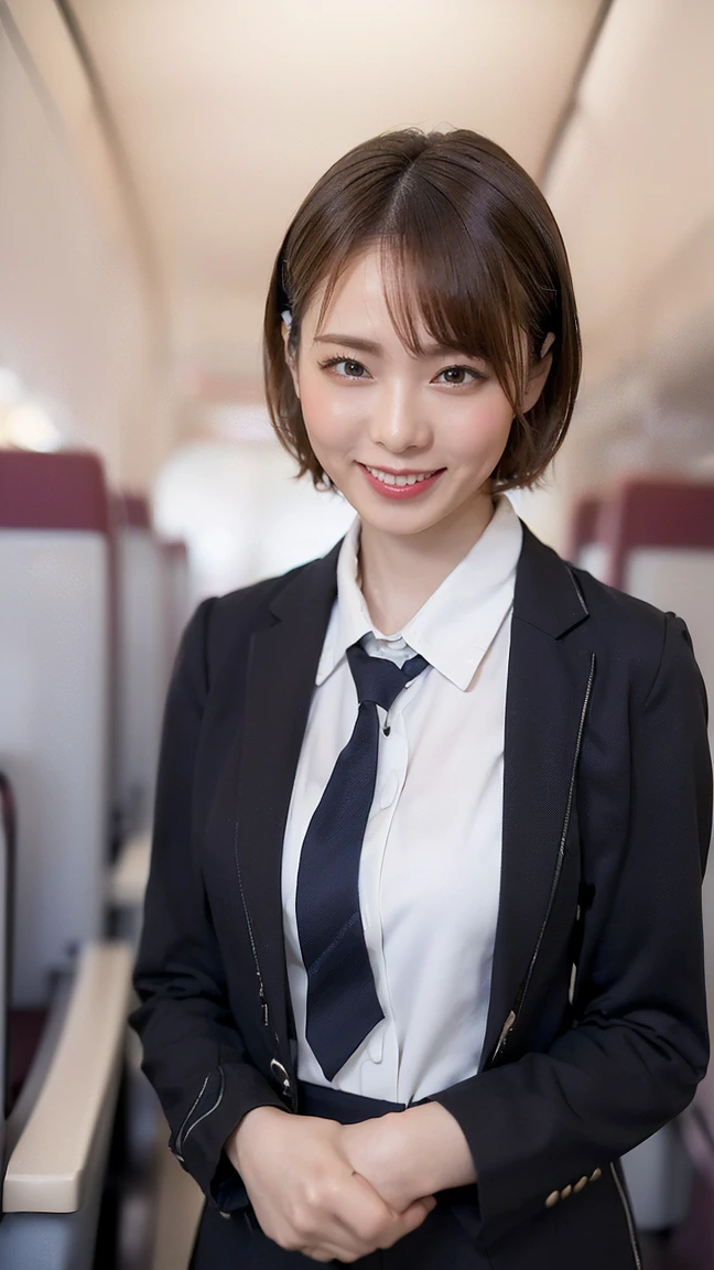 (One Woman),(Japanese),(short hair),(4),(whole body:1.5),(front:1.5),(flight attendant),(stewardess),(Are standing),(ぴったりフィットするflight attendantの制服:1.5),(smile:1.5),break(Beautiful Eyes:1.3),(Very detailedな顔:1.5),((Very detailedな女性の手の描画:1.5)),((Beautiful Skin:1,5)),(Delicate skin depiction:1.5),(functional:1.2),break(Ana:1.5),((On the plane:1.5)),(((Blur the background:1.5))),break(((masterpiece:1.2),(Highest quality:1.2),(Very detailed:1.2),(High resolution:1.2),(Realistic:1.5),(Realistic:1.5))),8k,wallpaper