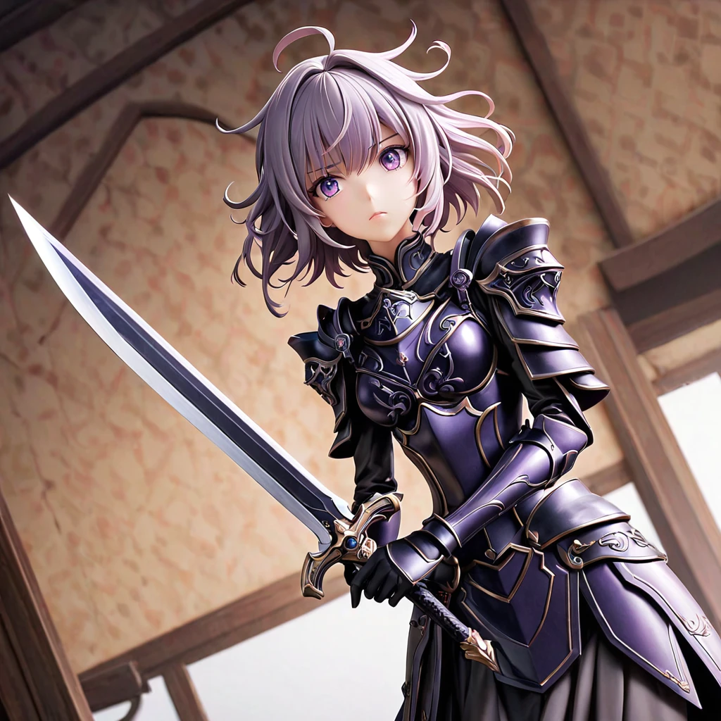 One girl,alone,anime,The whole body from head to toe、Classy girl,Armored,Holding a sword,anger,(embedded:Unaesthetic XLv13.Safety Tensor:1.2),(embedded:Negative XL_is.Safety Tensor:0.8),(masterpiece,Highest quality,Ultra_detailed,High resolution,Absurd:1),(masterpiece, Highest quality, Highest quality, beautifully、aesthetic),Ultra-detailed,Very delicate and beautiful,beautiful detailed face,澄んis顔,Best illustrations,extremely detailed eyes and face,wonderful,detailed and intricate,Best image quality, beautifully繊細な背景,beautiful detailed, Black-purple armor