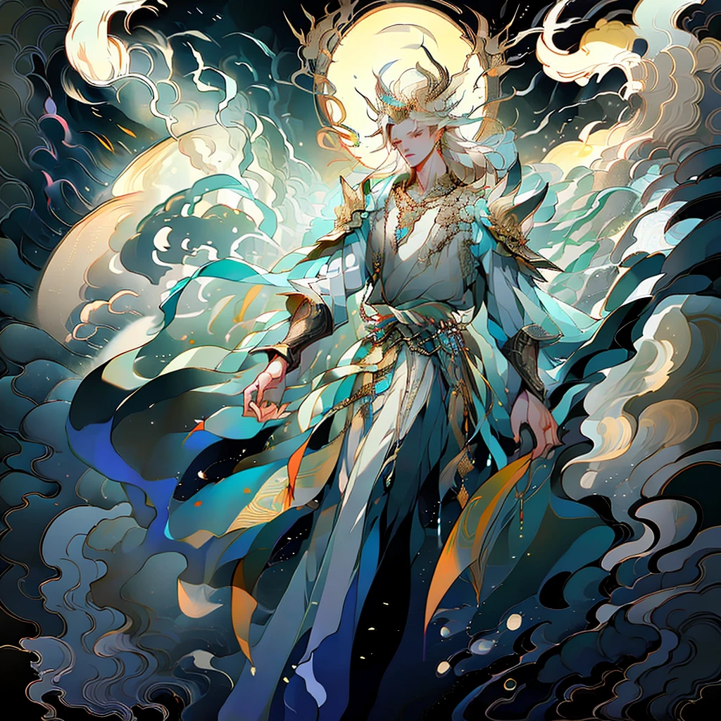 

"“A handsome anime-style character with shoulder-length wavy blond hair and piercing, calm blue eyes. He holds an intricately designed, glowing trident in his hand, with swirling water and glowing light effects surrounding him, representing his control over the ocean. His expression is serene and composed, with a faint, mysterious smile. He wears an elaborate blue and gold outfit with detailed armor, giving off a regal, god-like aura. The trident is prominently featured, emitting a powerful energy. The background features dynamic ocean waves and a magical atmosphere, enhancing the sense of power and control.”
