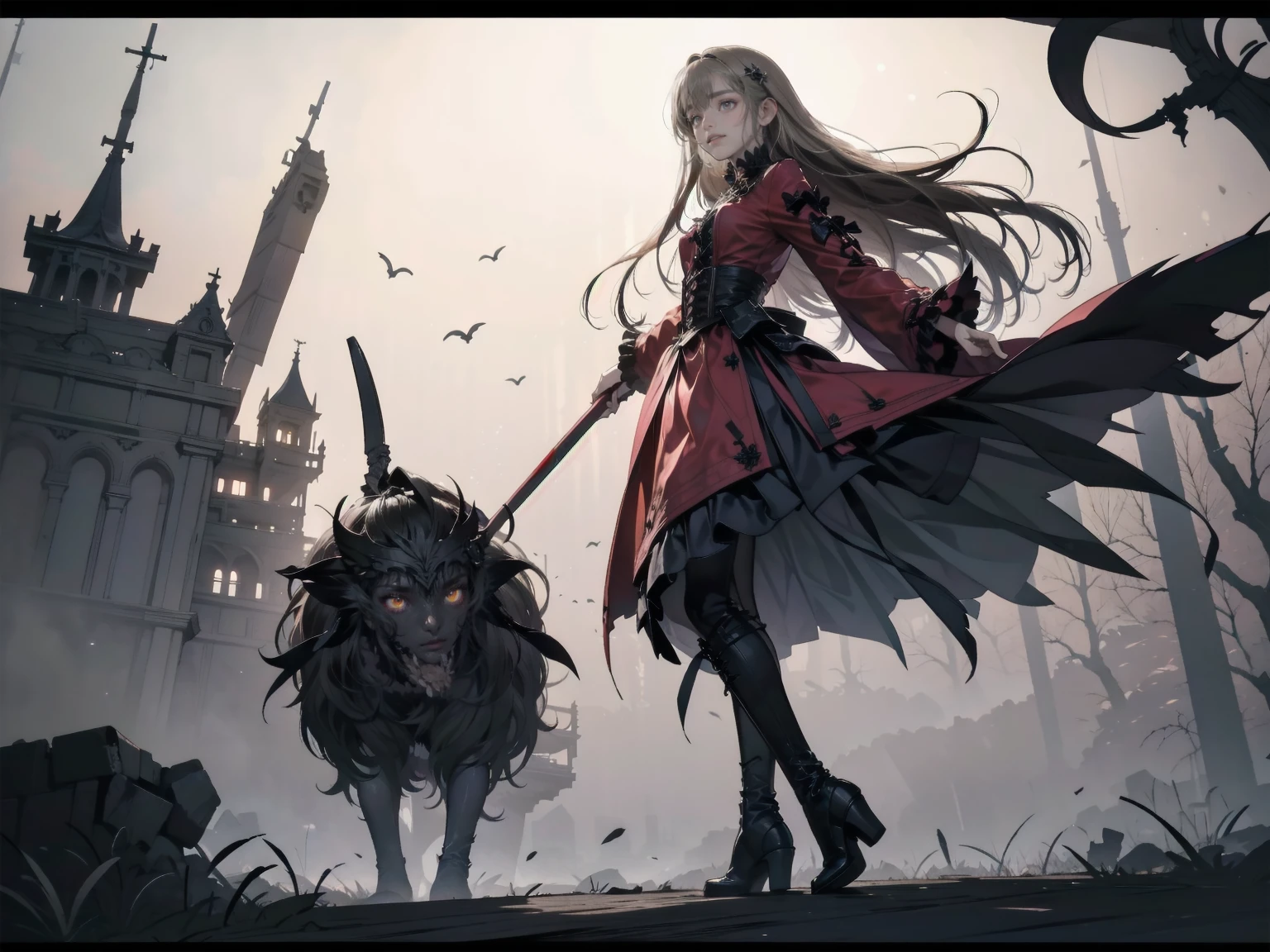 shaded face　、beautiful girl、とてもcute天使、Pink T-shirt、cute、Baby Face、smile、Long skirt、Black long boots、.(Highest quality,4K,High resolution,Masterpiece 1.2),Very detailed,Realistic 1.37,Spooky altar background,Dark fantasy,Red color scheme,Ominous atmosphere,Eye-catching,Storytelling,anatomy,Anime Style,Concept Art,beautiful細部までこだわった顔と (((Red eyes ))),A terrifying ritual ,Satanic Ritual,Premature death,inappropriate behavior,クレイジーなsmile,Scythe Face,Girl Monster, beautiful, Delicate facial features, Sharp Eye, Sharp Fangs, pale skin, Dark Background, Cinema Lighting, Dramatic Shadows, Gothic style, Gloomy atmosphere, Dark fantasy, one person&#39;s, Please open your mouth wide, Open your mouth and baring your teeth,Sharp teeth like a beast, Wide lips, very wide mouth, Vermilion cheeks, ,(Blood splatter1.3),Scary smile, smile,Angel Design, Twisted smile、Bloody、bleeding from the head,,,,,、Blood splatter、,(Blood splatter1.3),skull,Horror Style, ((Fantasy Sweet Ta Frill Pink Costume)), ((Flowing blonde hair)), ,(Blood splatter1.3),Female curves, Sexy flat stomach, Perfect hands, Perfect anime face, (Pink Tata Dress)), Are standing, ((邪悪なsmile)), ,(Blood splatter1.3), Steam circulates, Moonlight Illumination, night lighting, (Blood splatter1.3),アニメAngel Design, Twisted smile、Bloody、bleeding from the head,,,,,、Blood splatter、,(Blood splatter1.3), skull,Gothic architecture、Western architecture、Fantasy World、,Victorian cities, Skeleton Gas Light,Absurd, High resolution、 ((Tabletop)), ((Highest quality)), (Very detailedな), ((Very detailed)), (beautiful), ((cute)), (nfsw1.8), alone,(1.6)、(world&#39;The most terrifying and creepy demon girl 1.5)beautiful face、Whole Body Ezbian、pale, beautiful肌、beautiful金の髪、優しくsmileむ、Dark building ruins、(snow white&#39;Frill dress 1.3)、(The dark ruins are stained with blood 1.3)、Low angle full body shot、(少女は血の海の中にAre standing1.2)、(The ground is .3)、(The girl lost a lot of blood....1.3)、(クレイジーなsmile1.6)、Spirits、(Blood dripping from the mouth 1.3)、
