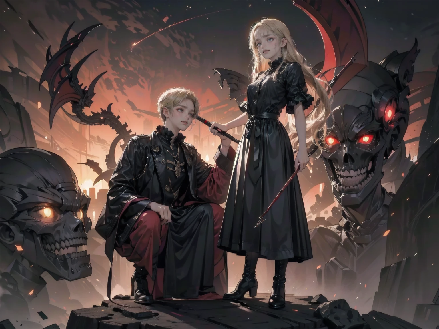 shaded face　、beautiful girl、とてもcute天使、Pink T-shirt、cute、Baby Face、smile、Long skirt、Black long boots、.(Highest quality,4K,High resolution,Masterpiece 1.2),Very detailed,Realistic 1.37,Spooky altar background,Dark fantasy,Red color scheme,Ominous atmosphere,Eye-catching,Storytelling,anatomy,Anime Style,Concept Art,beautiful細部までこだわった顔と (((Red eyes ))),A terrifying ritual ,Satanic Ritual,Premature death,inappropriate behavior,クレイジーなsmile,Scythe Face,Girl Monster, beautiful, Delicate facial features, Sharp Eye, Sharp Fangs, pale skin, Dark Background, Cinema Lighting, Dramatic Shadows, Gothic style, Gloomy atmosphere, Dark fantasy, one person&#39;s, Please open your mouth wide, Open your mouth and baring your teeth,Sharp teeth like a beast, Wide lips, very wide mouth, Vermilion cheeks, ,(Blood splatter1.3),Scary smile, smile,Angel Design, Twisted smile、Bloody、bleeding from the head,,,,,、Blood splatter、,(Blood splatter1.3),skull,Horror Style, ((Fantasy Sweet Ta Frill Pink Costume)), ((Flowing blonde hair)), ,(Blood splatter1.3),Female curves, Sexy flat stomach, Perfect hands, Perfect anime face, (Pink Tata Dress)), Are standing, ((邪悪なsmile)), ,(Blood splatter1.3), Steam circulates, Moonlight Illumination, night lighting, (Blood splatter1.3),アニメAngel Design, Twisted smile、Bloody、bleeding from the head,,,,,、Blood splatter、,(Blood splatter1.3), skull,Gothic architecture、Western architecture、Fantasy World、,Victorian cities, Skeleton Gas Light,Absurd, High resolution、 ((Tabletop)), ((Highest quality)), (Very detailedな), ((Very detailed)), (beautiful), ((cute)), (nfsw1.8), alone,(1.6)、(world&#39;The most terrifying and creepy demon girl 1.5)beautiful face、Whole Body Ezbian、pale, beautiful肌、beautiful金の髪、優しくsmileむ、Dark building ruins、(snow white&#39;Frill dress 1.3)、(The dark ruins are stained with blood 1.3)、Low angle full body shot、(少女は血の海の中にAre standing1.2)、(The ground is .3)、(The girl lost a lot of blood....1.3)、(クレイジーなsmile1.6)、Spirits、(Blood dripping from the mouth 1.3)、
