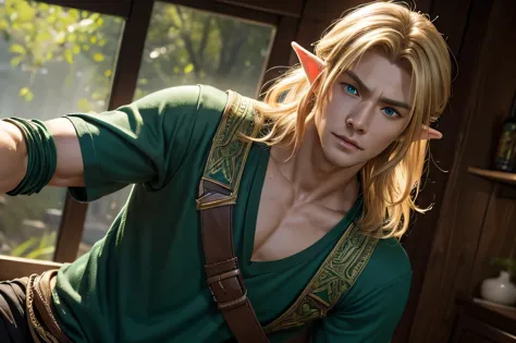 rin々a funny expression、very detailed, live action、ultra-realistic digital portrait of link from the legend of zelda, very detail...