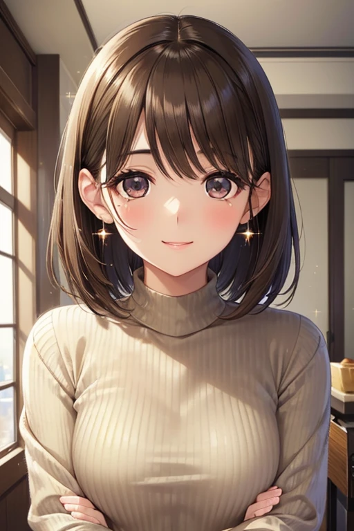 anegasaki nene、Shiny brown hair, short hair, (Beautiful brown eyes、Sparkling eyes, Fine grain)、smile、Ultra-detailed eyes、Highly detailed face, Highly detailed eyes,



Modern home interior, 1 Lady Solo /(Brown medium hair/), Ribbed sweater、blush、優しいsmile, (Masterpiece Top quality:1.3) Extremely detailed and intricate illustrations, 