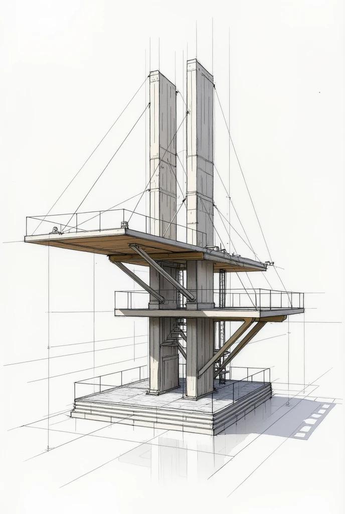 generates an architectural sketch on a hidden balance structure