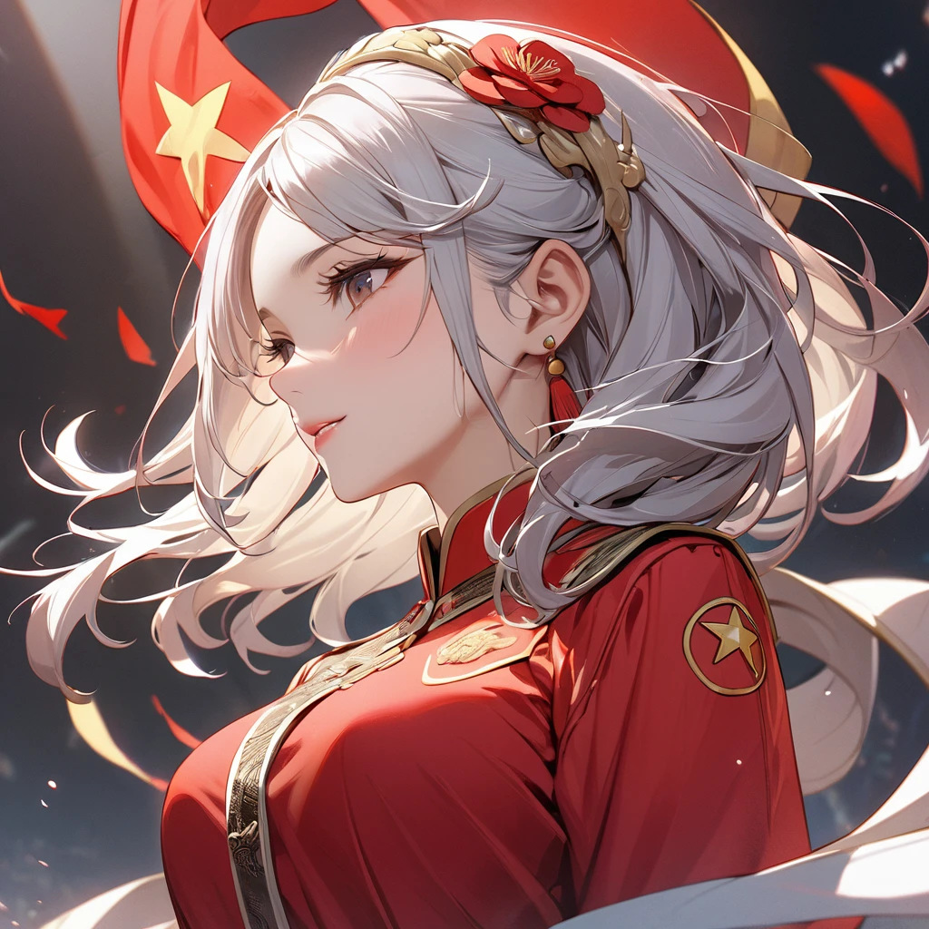 ((Highest quality)), ((masterpiece)), (detailed), （Perfect Face）、The woman is Extia Spica、The woman is wearing the Chinese Communist Party&#39;s Mao suit.