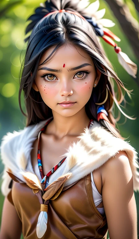 rosto de frente, native american woman, Indigenous, woman with feather itch