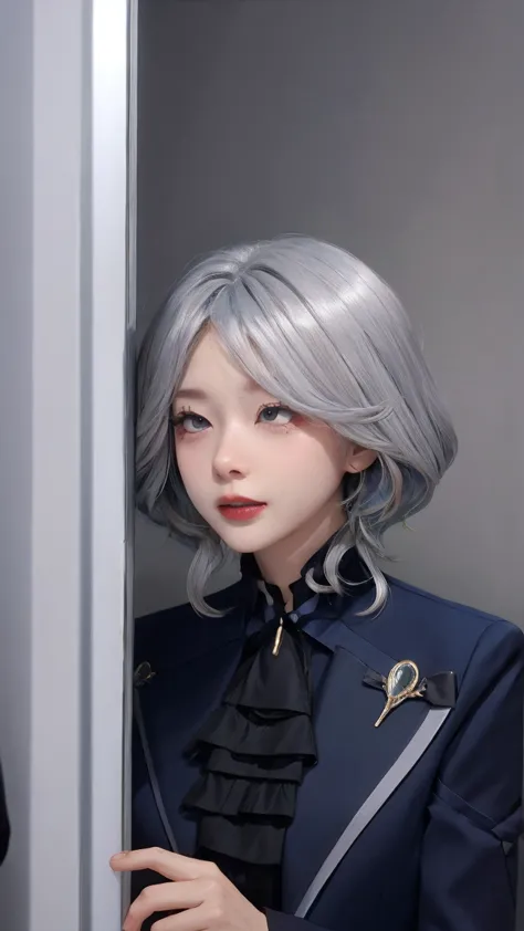 one woman,silver hair,bussiness suits,eat lunch,