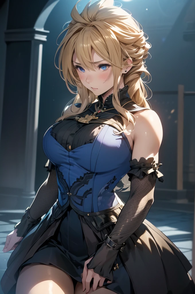 (Best quality, Ultra detailed, Golden ratio, Masterpiece:1.2), Theatrical lighting:0.7(ray tracing), 1 girl, Cloud strife from final fantasy, turned into a woman, posing, athletic body, small thighs, big breasts,perky breasts, heart-shaped ass, tight pussy(shiny skin)(detailed skin) (perfect hands), posing, mature, sexual, attractive, lewd, orgasmic, blushing, very feminine, wearing a black long coat, (perfect eyes), in front of a castle, during a full moon