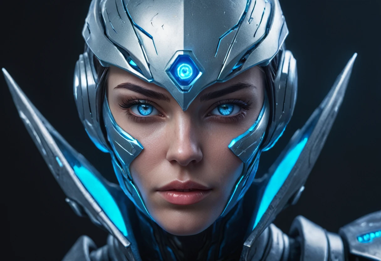 FACE WOMAN powerful armor, sharp look,
Frost, Calls, perfect details, (Best Quality, 4k,
High resolution, masterpiece:1.2), ultra detailed,
realist:
1.37, HDR, studio lighting, vivid colors, (cyberpunk,
Futuristic) style, lcy Blue Color Scheme, dynamic
lighting. MOD ULTRA FACE 8k laser eyes