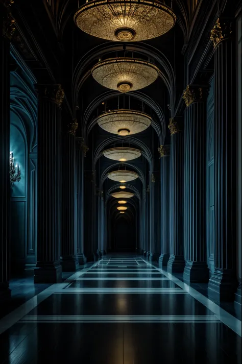 a large labyrinthine hall where countless mirrors adorn the walls, creating an illusion of infinite worlds that extend beyond th...