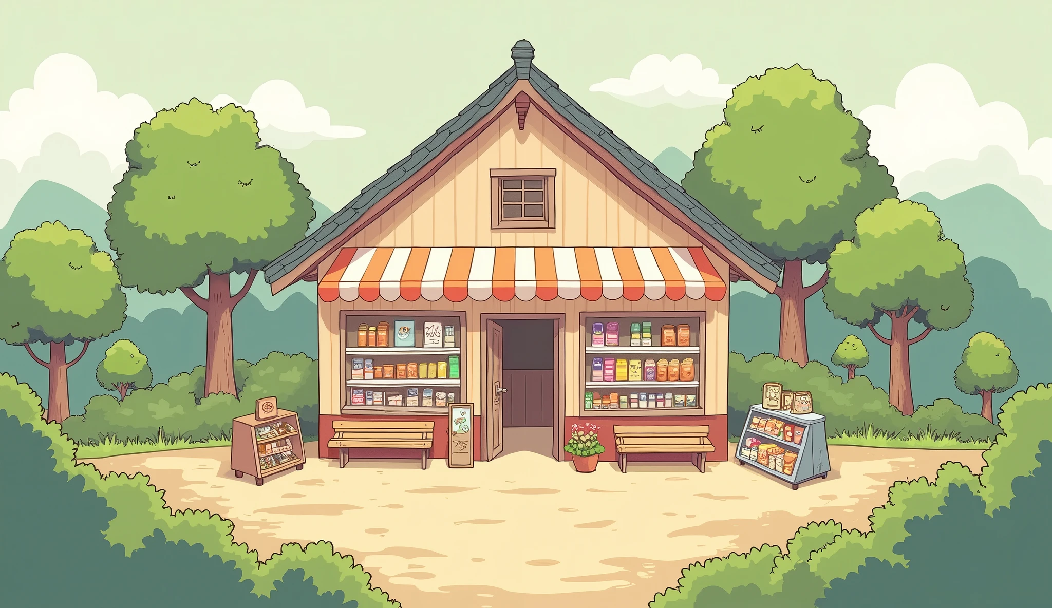 (masterpiece:1.2, Highest quality,Ultra-high resolution,Super detailed),8k,(wallpaper),(Best illustrations:2.0),(chibi store : 2.0),(store ,Very simple design),(isometric illustration) lofi, cozy, Studio ghibli style ,pastel tones, landscape