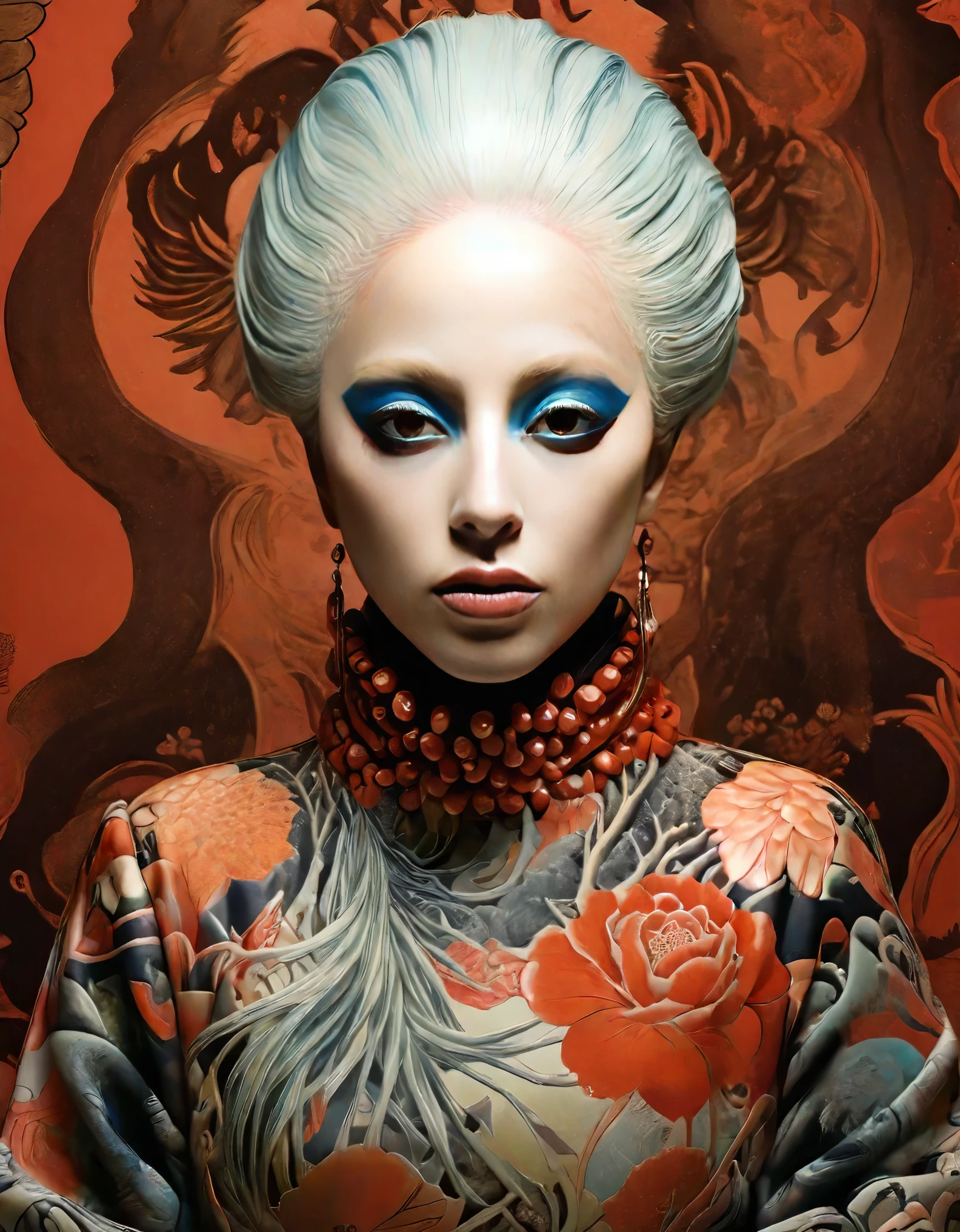 Lady Gaga by Tsutomu Nihei,(strange but extremely beautiful:1.4),(masterpiece, best quality:1.4),in the style of nicola samori,Mantis, Ukiyo-e Art,Erik Madigan Heck Style page,portrait,illustration,drawing,outline,bold outline,symmetry,tattoo design ,Alex Gross Style page
