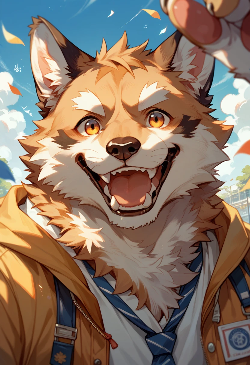 rating_safe, score_9, score_8_up, score_7_up, score_6_up, score_5_up, score_4_up, hires, highres, absurdres, source_furry, Detailed background(1boy, kemono, furry anthro)World Heritage Site, Happy, joyful(Photos of solo travelers),