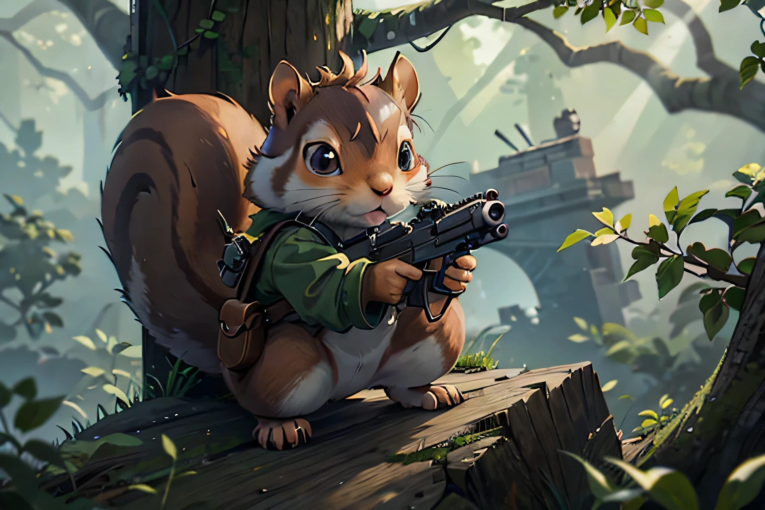 Small squirrel with a gun