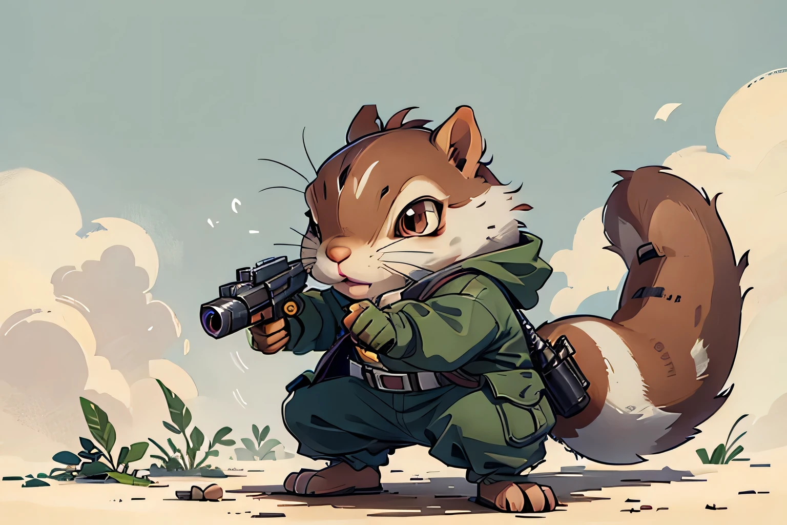 Small squirrel with a gun