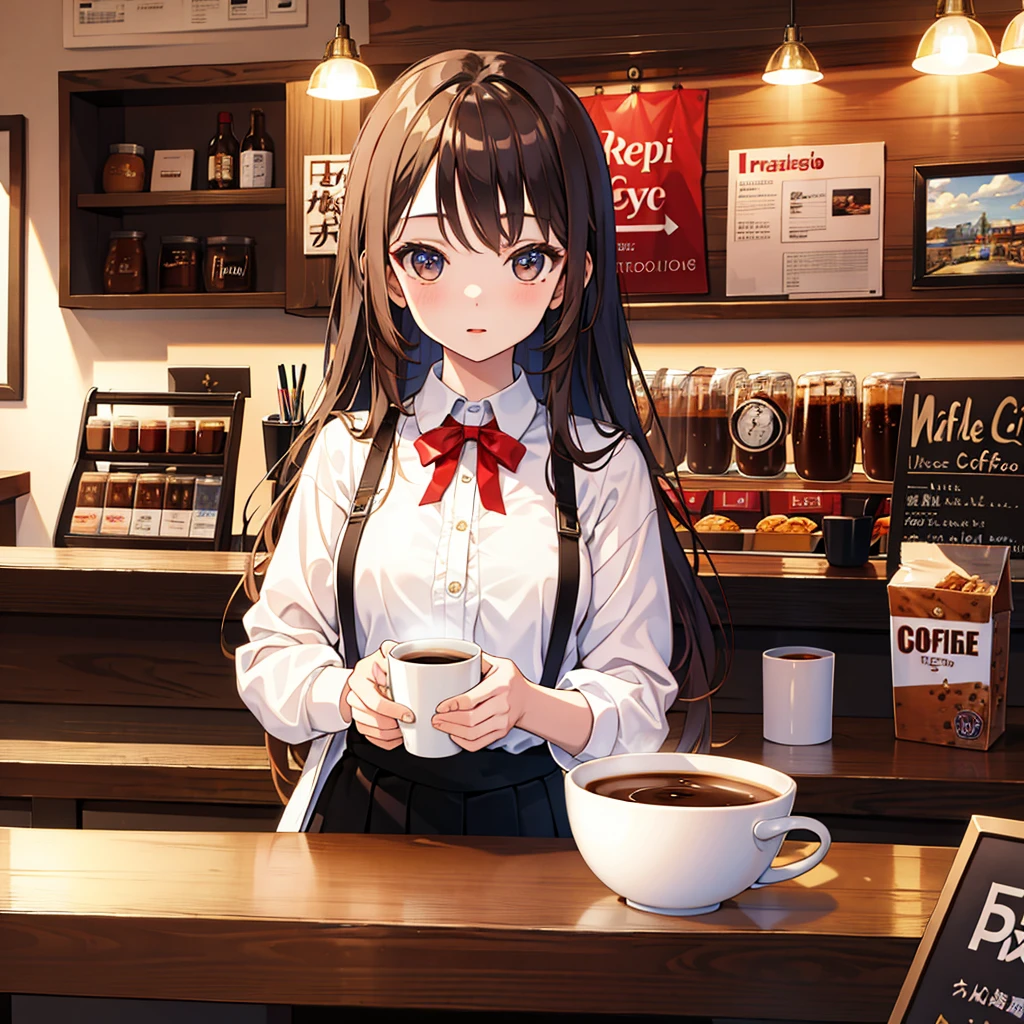 (masterpiece, best quality:1.2), 1girl, solo,perfect face,cute girl, long hair, detailed background, coffee shop,
Ultra Wide Angle, coffee ☕,