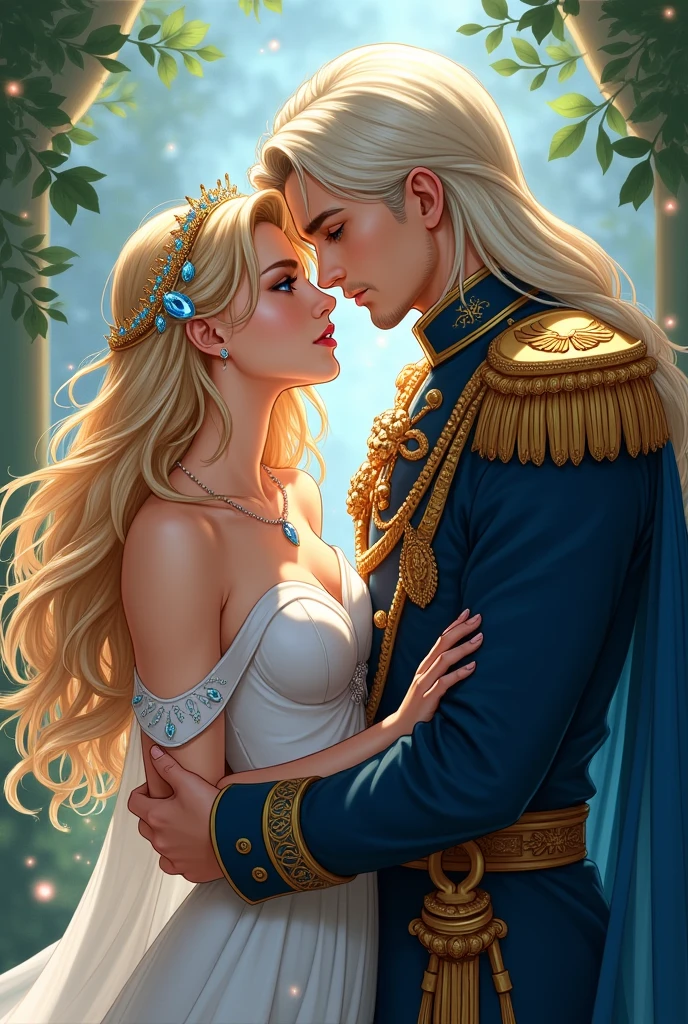 The Wattpad cover is about the novel by an incredibly beautiful young femme fatale, an incredibly beautiful blonde woman, a princess of Venus and a general of the Earth army, a tall, handsome, statuesque, courageous adult man with long straight platinum hair. anime style.