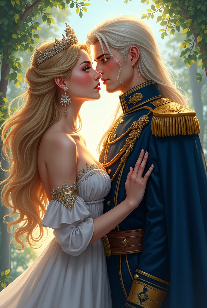 The Wattpad cover is about the novel by an incredibly beautiful young femme fatale, an incredibly beautiful blonde woman, a princess of Venus and a general of the Earth army, a tall, handsome, statuesque, courageous adult man with long straight platinum hair. anime style.