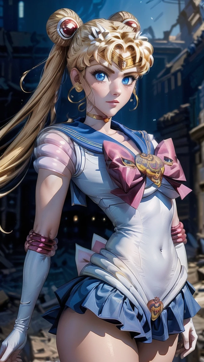 La Best quality,a high resolution,Ultra - details,valid), warrior sailor Luna, Beautiful Guardian Sailor Moon character hands behind back and holding hair, and there is a brooch on the side, detailed character with detailed face, big eyes, ,(background ruins dungeon in ruins tokyo cyberpunk :1.4 ), (Sailor Moon Luna :1.4), (Sailor Moon Luna V2.1), (dynamic pose), More detailed 8K.unreal engine:1.4,uhd,La Best quality:1.4, photorealistic:1.4, skin texture:1.4, masterpiece:1.8,First job, Best quality,Объект Object], (detailed facial features:1.3),(Correct proportions),(beautiful blue eyes:1.4 ), (Cowboy pose),( detailed face:1.4), (fingers in detail :1.4), (there is a giant moon in the background) Erotica? ujkfz uelm ltdeirb