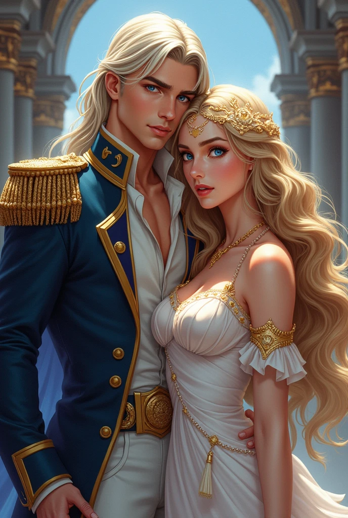 The Wattpad cover is about the novel by an incredibly beautiful young femme fatale, an incredibly beautiful blonde woman, a princess of Venus and a general of the Earth army, a tall, handsome, statuesque, courageous adult man with long straight platinum hair. anime style.