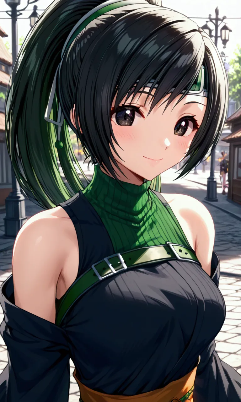 ((final fantasy 7 character yuffie kisaragi,yuffie kisaragi,highest quality, high resolution, perfect pixel, written boundary de...