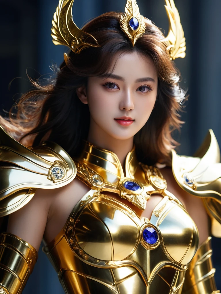 beautiful Korean woman, (((Mikamaria))), Wearing shining golden armor，Expose the waistline，cool pose， Saint Seiya ArmorHigh Detail, anime style, Movie Lighting, spark, Divine Light, Ray Tracing, Film Grain, Ultra HD, textured skin, Super Detail, anatomically correct, high resolution，Super high saturation，High contrast，high gloss armor，Smooth skin，a sinister sneer，Realistically，（masterpiece，Top quantity，Best quality，official art，Beauty and aesthetics：1.2），Very detailed，Fractal art，Colorful