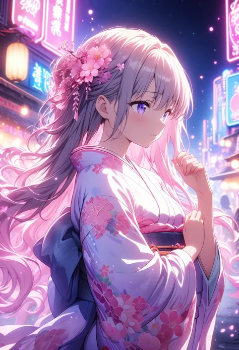 masterpiece, highest quality, highly detailed cg unity 8k wallpapers, anime screenshots, female anime character art in kimono wi...