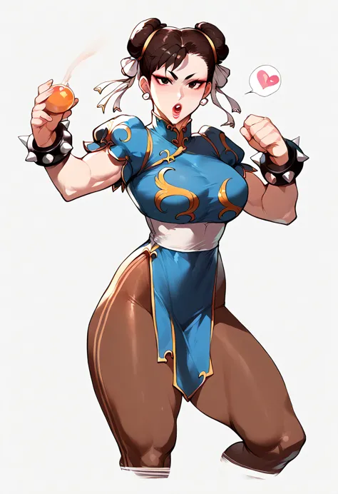 chun-li desnuda, dynamic pose, blowing kiss